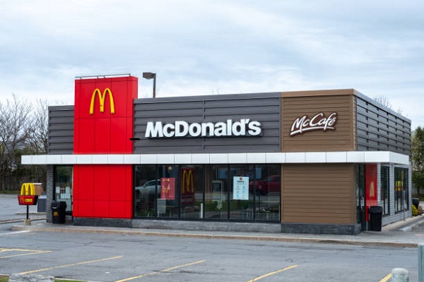 Ottawa, Ontario, Canada - May 4, 2021: A McDonald's Canada restaurant location on Fallowfield Road in Barrhaven.
